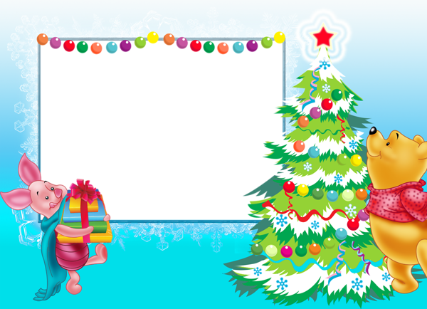 This png image - Winnie the Pooh with Piglet and Christmas Tree Kids Photo Frame, is available for free download