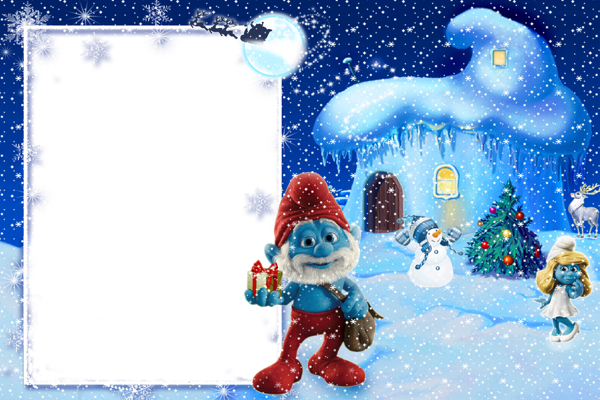 This png image - Winter Holiday Kids PNG Smurf Frame, is available for free download