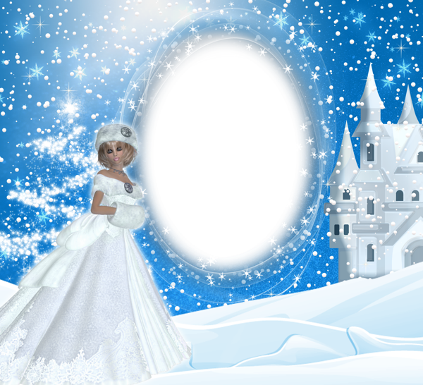 This png image - Winter Snow Lady PNG Frame, is available for free download