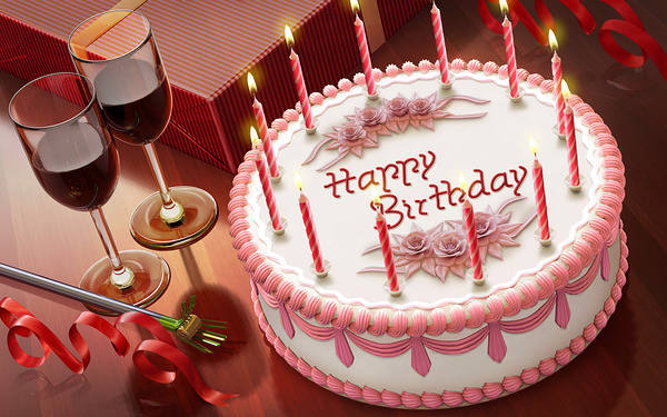 This jpeg image - Happy Birthday with Cake Wallpaper, is available for free download
