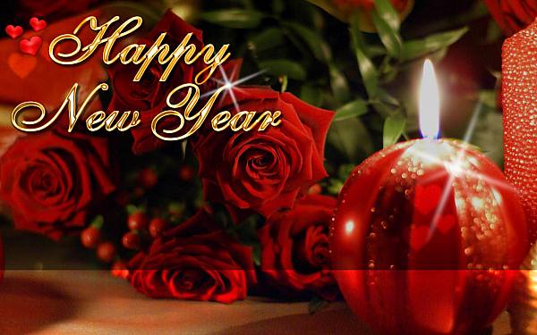 This jpeg image - Happy New Year With Roses and Candles, is available for free download