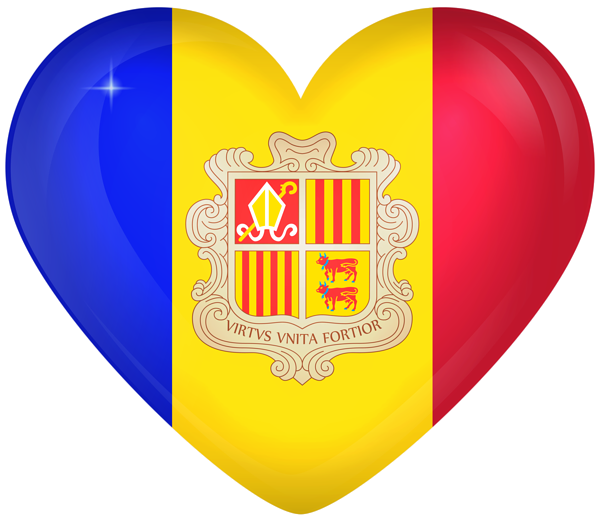 This png image - Andorra Large Heart Flag, is available for free download