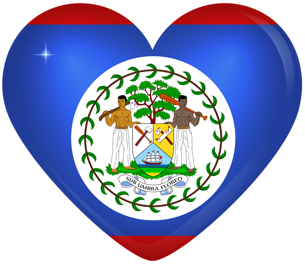 Belize Large Heart Flag | Gallery Yopriceville - High-Quality Free
