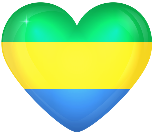 This png image - Gabon Large Heart Flag, is available for free download