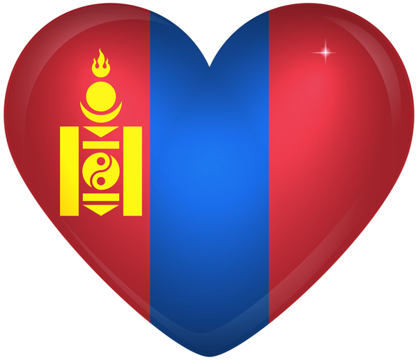 This png image - Mongolia Large Heart Flag, is available for free download