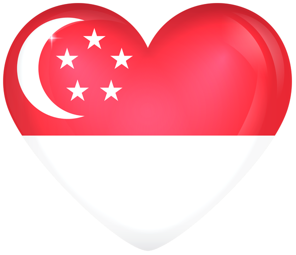 This png image - Singapore Large Heart Flag, is available for free download