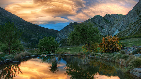 This jpeg image - Mountain Sunset Landscape Wallpaper, is available for free download