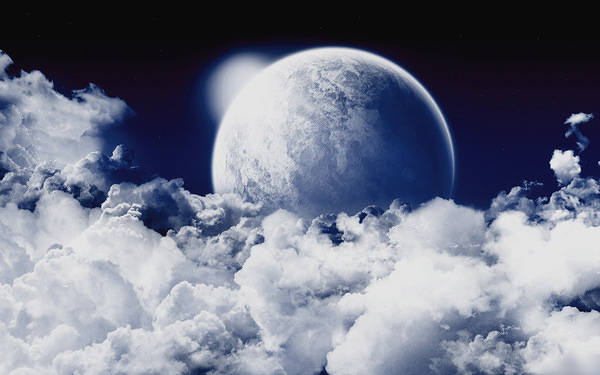This jpeg image - Planet in Clouds Space Wallpaper, is available for free download