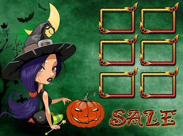 This jpeg image - Halloween Sale Purple Witch, is available for free download