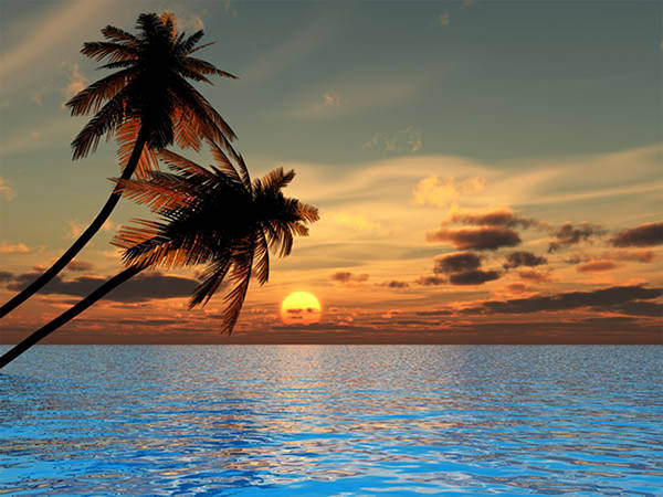 This jpeg image - Sunset at Beach Cook Islands, is available for free download