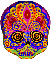 This png image - Halloween Creepy Hippie Skull Mask Multicolor, is available for free download