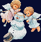 Animted Angels with a Snowman