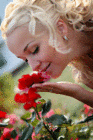 Beautiful Woman with Red Roses Gif Animation