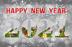 2021 Happy New Year Silver Background