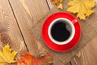 Autumn Background with Cup of Coffee