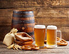 Beers and Beer Wooden Barrel Background