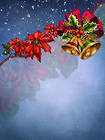 Blue Christmas Background with Bells and Bow