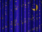 Blue Curtains with Gold Stars and Moon Background