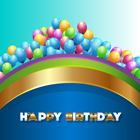Blue Happy Birthday Background with Balloons