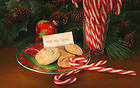 Candy Canes and Santa Cookies Christmas Background 