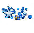 Christmas Background with Blue Ornaments