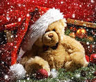 Christmas Background with Cute Teddy Bear