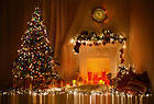 Christmas Background with Fireplace