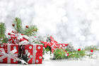 Christmas Background with Red Gifts