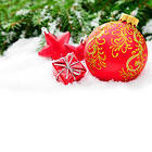 Christmas Background with Red Ornaments