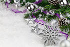 Christmas Background with Snow and Ornaments