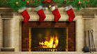 Christmas Fireplace and Christmas Stockings Background