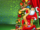 Christmas Green Background with Santa