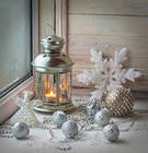 Christmas Lantern and Ornaments Background