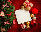 Christmas Red Background with Ornaments