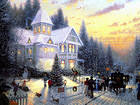 Christmas Retro House Painting Background
