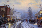 Christmas Snowy Street Painting Background