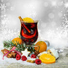 Christmas Tea and Fruits Background