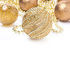 Christmas White Background with Gold Christmas Balls