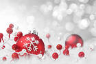 Christmas White Background with Red Christmas Balls