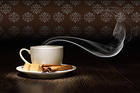 Cup of Coffee Cinnamon and Brown Sugar Background