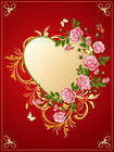Cute Background with Heart and Roses