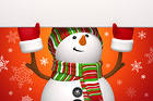 Cute Red Background with Snowman