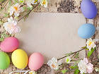 Easter Background with Eggs and Spring Branches