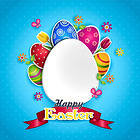 Easter Blue Background with Eggs
