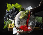 Grapes and Red Wine Background