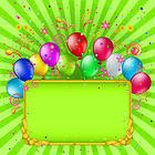 Green Birthday Background with Balloons