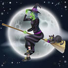 Halloween Background with Witch