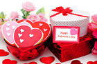 Happy Valentine's Day Background with Gifts and Roses
