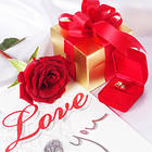 Love You Gift and Red Rose Background