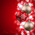 Merry Christmas Red Background with Ornaments
